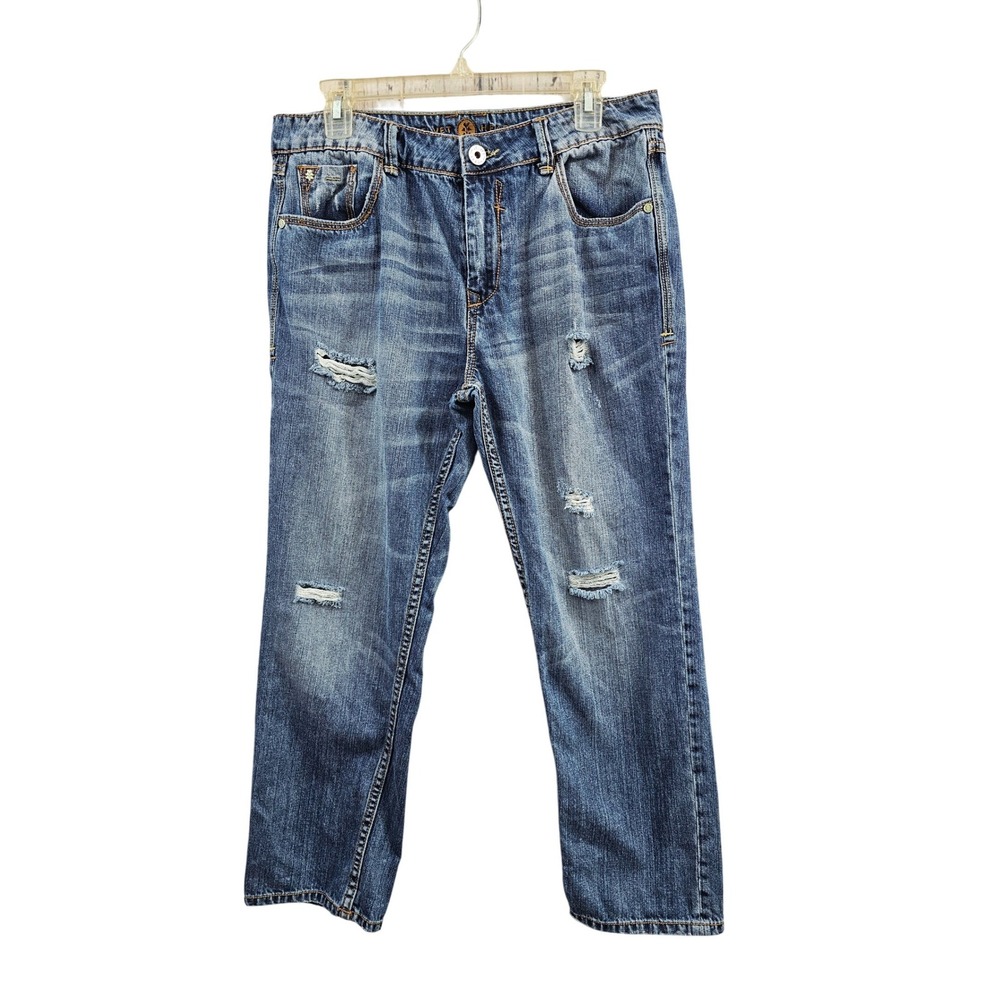Velvet Heart Jeans Distressed Blue Wash Straight Leg Denim Women's 30 Grunge EUC